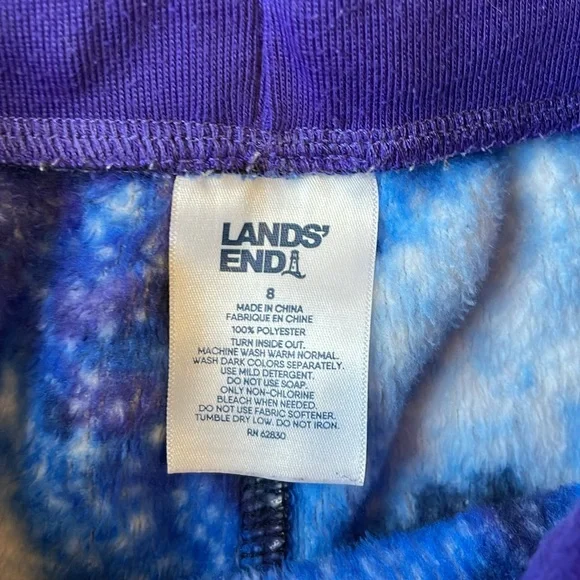 LANDS END UEC Size 8 Blue Space Galaxy Fuzzy Cozy Warm Pajama Set Unisex Star 💫 - Picture 10 of 13